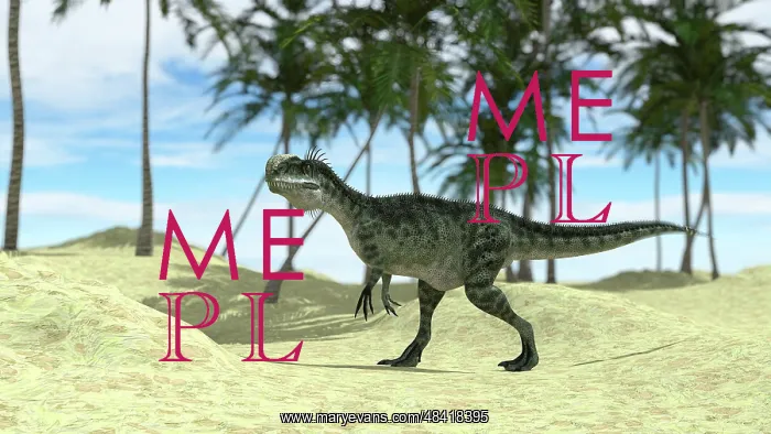 : Monolophosaurus walking in a tropical environment : Monolophosaurus walking in a tropical environment