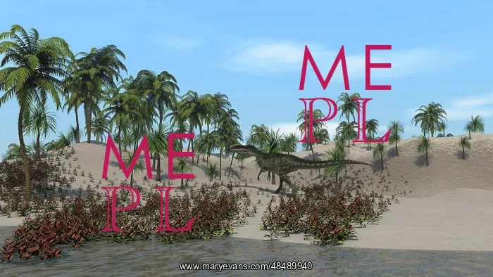 : Monolophosaurus walking in a tropical environment : Monolophosaurus walking in a tropical environment