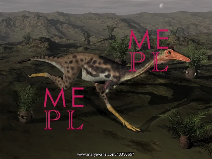 : Mononykus dinosaur running at night : Mononykus dinosaur running at night