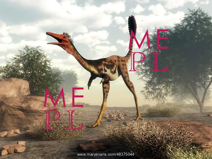 : Mononykus dinosaur walking in the desert : Mononykus dinosaur walking in the desert