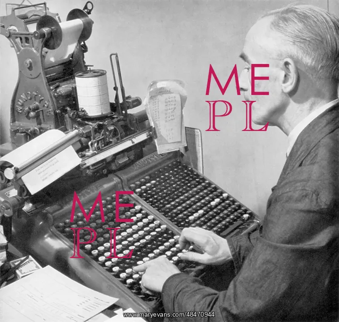 : Monotype keyboard operator at a printing works : Monotype keyboard operator at a printing works