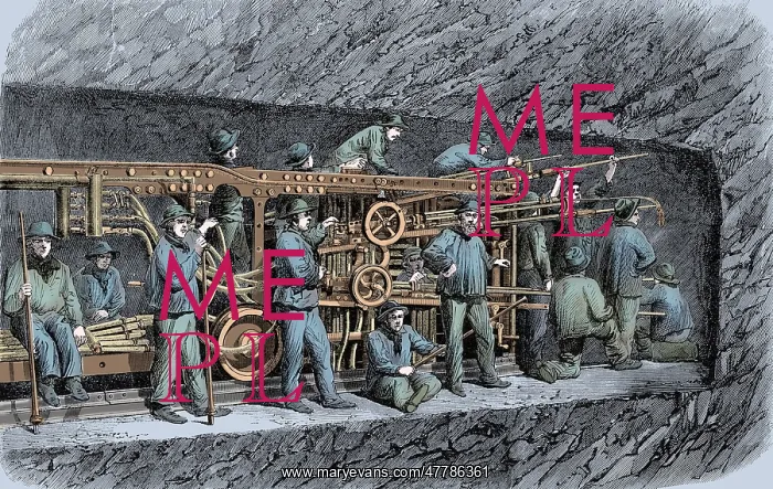 : Mont Cenis Rail Tunnel Construction, 1860s : Mont Cenis Rail Tunnel Construction, 1860s