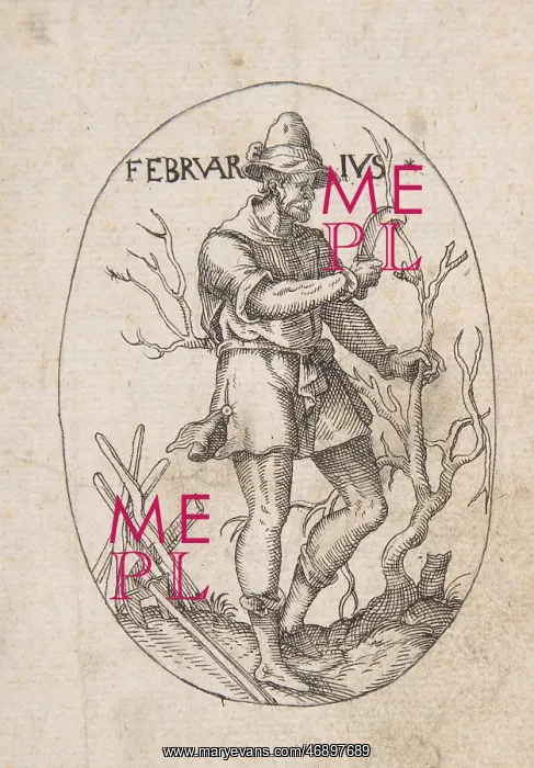 : The Month of February: Man Pruning a Tree, 16th : The Month of February: Man Pruning a Tree, 16th