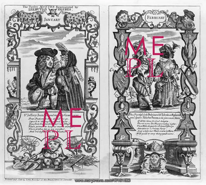 : The twelve months represented by Lilliputian figures : The twelve months represented by Lilliputian figures