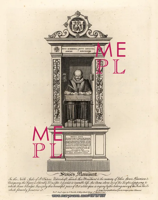 : Monument of John Stowe, Historian and Antiquarian : Monument of John Stowe, Historian and Antiquarian