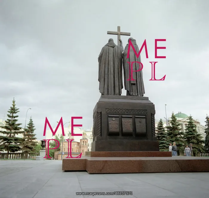 : Monument to Saints Cyril and Methodius in Moscow, 1992 : Monument to Saints Cyril and Methodius in Moscow, 1992