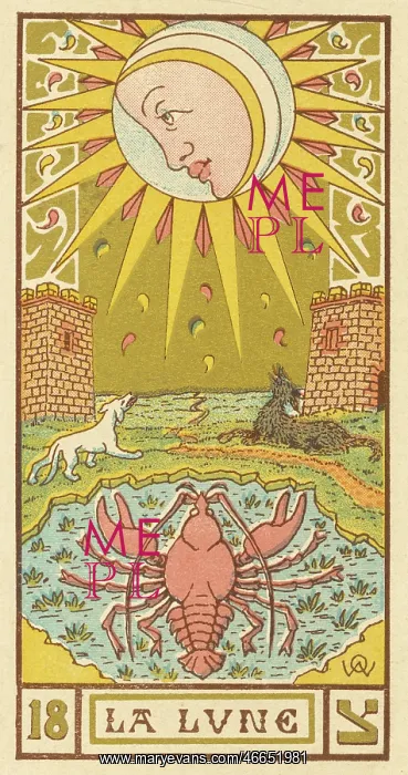  : The Moon depicted on a Tarot card