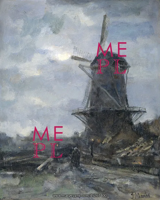 : Mill at Moonlight. By Jacob Maris : Mill at Moonlight. By Jacob Maris