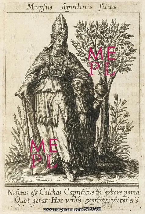 : Mopsus. MOPSUS, Greek soothsayer of Apollo who defeated his rival Calchas : Mopsus. MOPSUS, Greek soothsayer of Apollo who defeated his rival Calchas