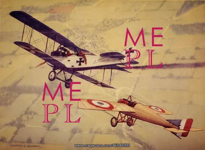 : Morane Monoplane Attacking German Bi-Plane : Morane Monoplane Attacking German Bi-Plane