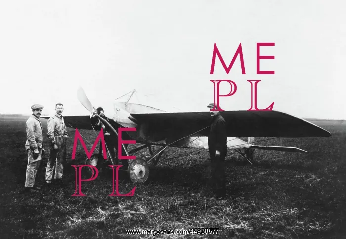 : Morane-Soulnier Monoplane Parked with Engineers : Morane-Soulnier Monoplane Parked with Engineers