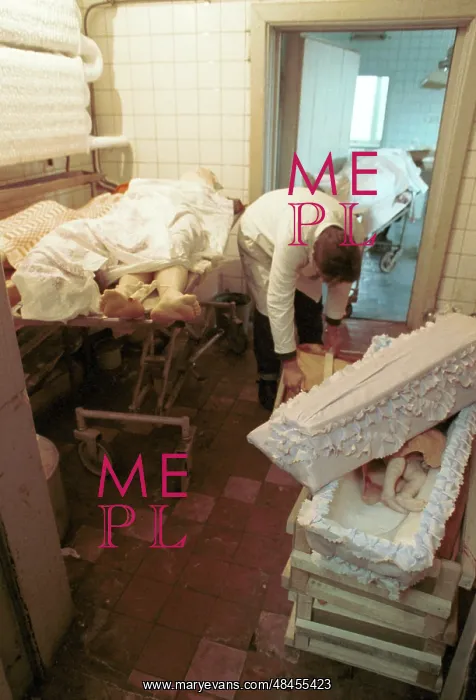 : In the morgue of children's hospital.1992 : In the morgue of children's hospital.1992