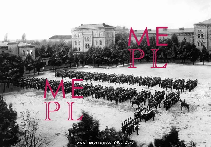 : Morning parade of the Berlin cadets, around 1900 : Morning parade of the Berlin cadets, around 1900