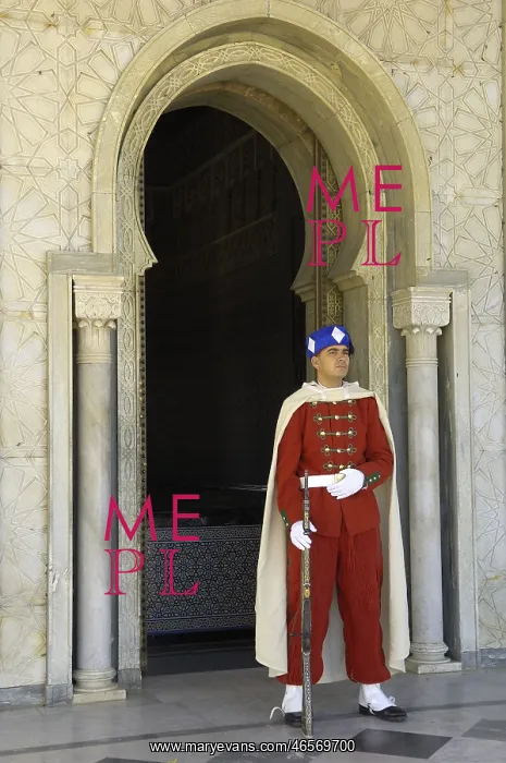 : MOROCCO. Rabat. Royal Guard in front of the Mausoleum : MOROCCO. Rabat. Royal Guard in front of the Mausoleum