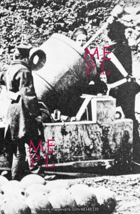 : Mortar battery in the Crimea War, around 1853 : Mortar battery in the Crimea War, around 1853