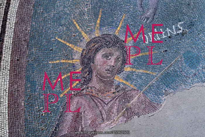 : Mosaic, Casa del Mitreo, Merida, Extremadura, Spain : Mosaic, Casa del Mitreo, Merida, Extremadura, Spain