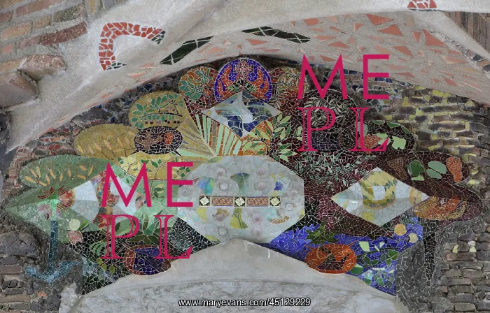 : Mosaic, Crypta Guell, Colonia Guell, Barcelona : Mosaic, Crypta Guell, Colonia Guell, Barcelona