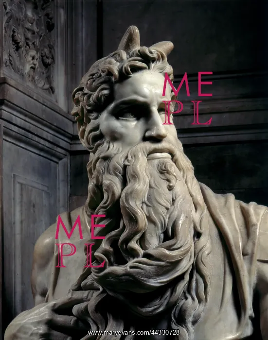 : Detail of Moses head, tomb : Detail of Moses head, tomb