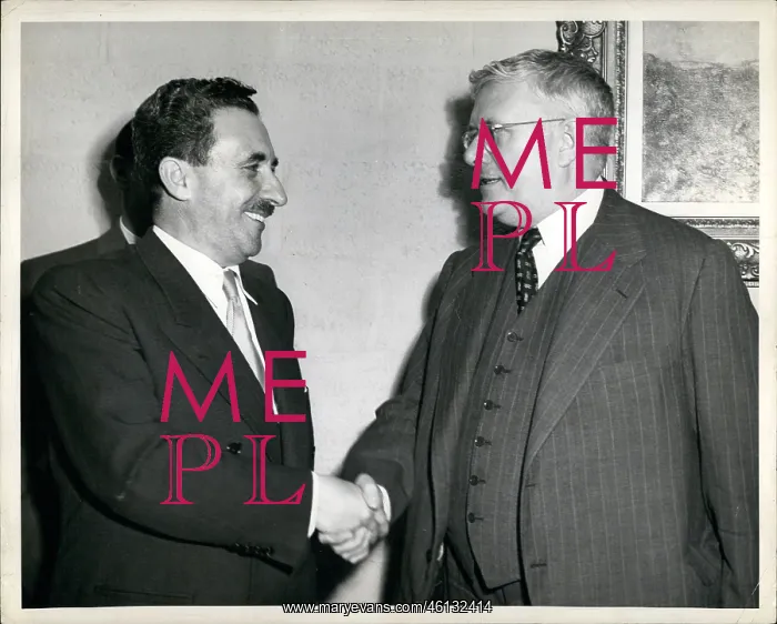 : Moshe Sharett of Israel, Dr Herbert V Evatt, New York, USA : Moshe Sharett of Israel, Dr Herbert V Evatt, New York, USA