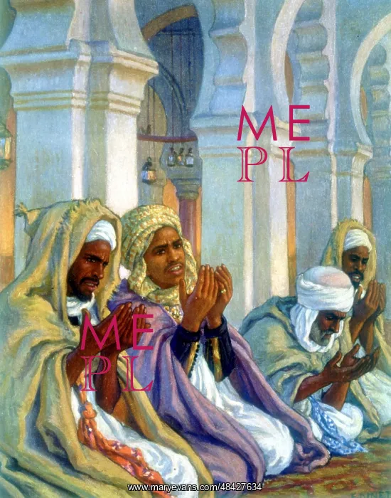 : Moslems in prayer. Illustration by E. Dinet (1861-1929) : Moslems in prayer. Illustration by E. Dinet (1861-1929)