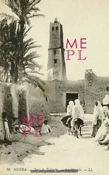 : The Mosque at the Oasis of Filliache. Biskra : The Mosque at the Oasis of Filliache. Biskra