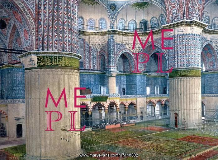 : Mosque of Sultan Ahmet I, interior, Constantinople, Turkey : Mosque of Sultan Ahmet I, interior, Constantinople, Turkey