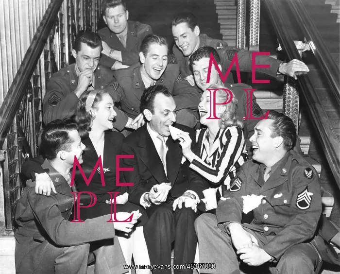 : Moss Hart and the cast WINGED VICTORY, a play created : Moss Hart and the cast WINGED VICTORY, a play created