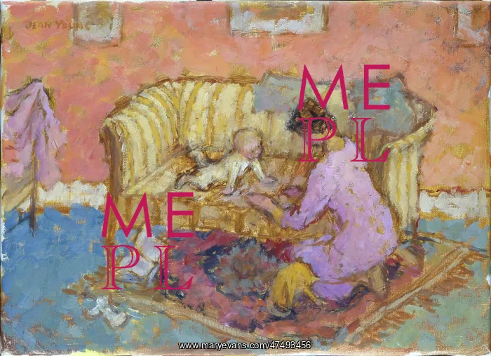 : Mother with baby crawling on a sofa : Mother with baby crawling on a sofa