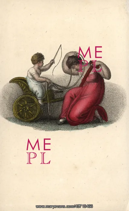 : Mother and child playing on a chariot : Mother and child playing on a chariot