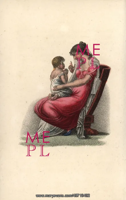 : Mother with child praying on her lap : Mother with child praying on her lap