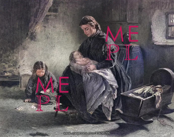 : Mother and children in cottage 1865 : Mother and children in cottage 1865