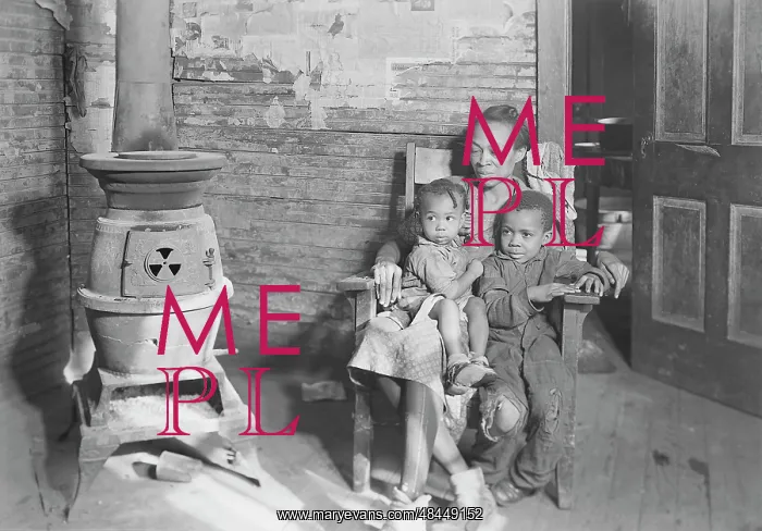 : Mother and her two children sitting by wood : Mother and her two children sitting by wood