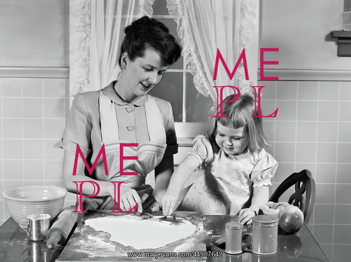 : Mother & daughter baking together in kitchen : Mother & daughter baking together in kitchen