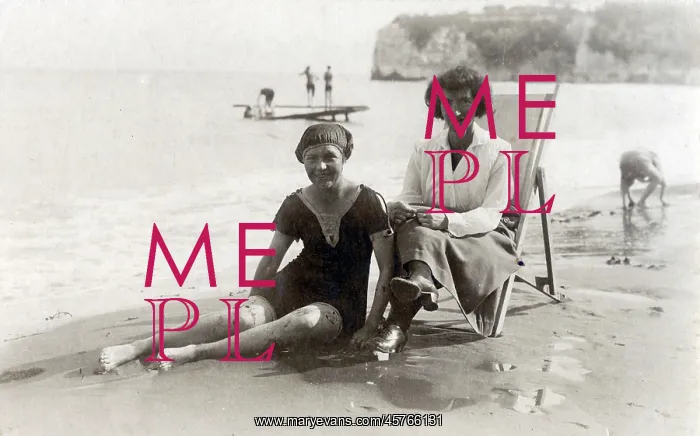 : Mother and daughter on the beach - Devon : Mother and daughter on the beach - Devon