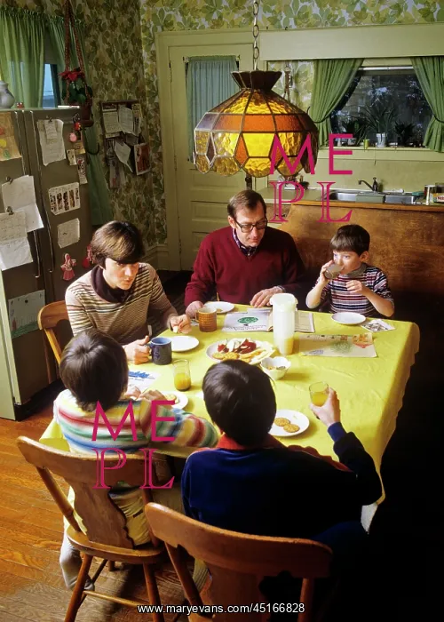 : Mother Father Three Children Having Breakfast : Mother Father Three Children Having Breakfast