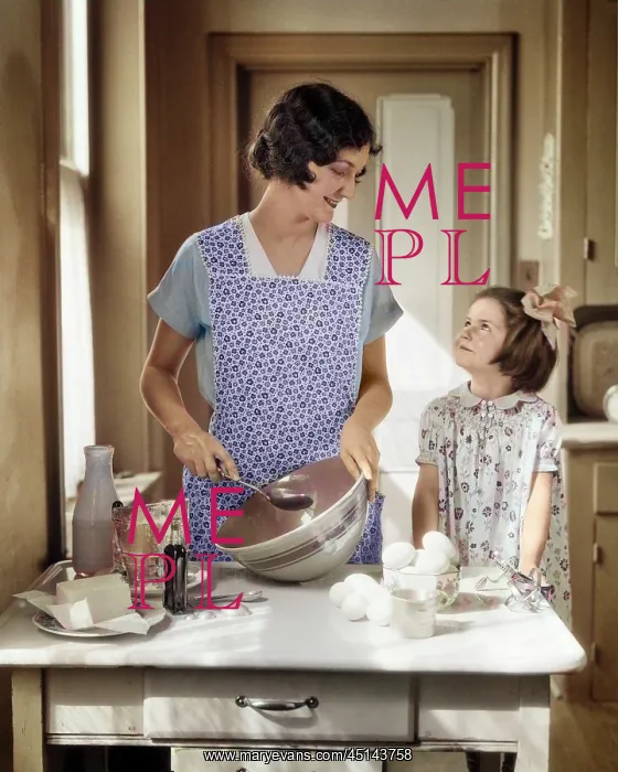 : Mother with Mixing Bowl in Kitchen Baking : Mother with Mixing Bowl in Kitchen Baking