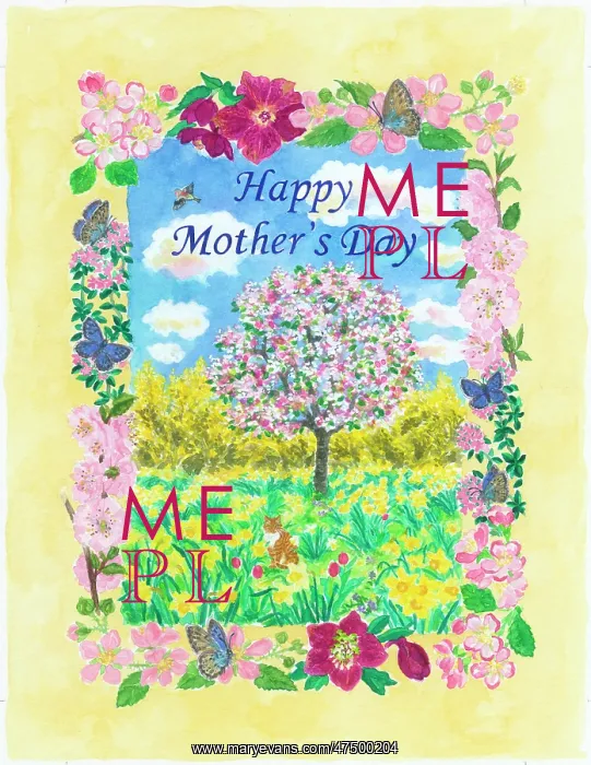  : Mothers Day - tree in blossom with cat