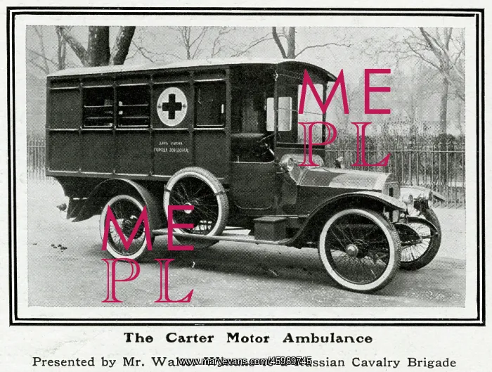 : A motor ambulance supplied by Carter's, New Cavendish Street : A motor ambulance supplied by Carter's, New Cavendish Street