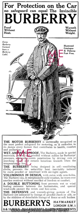 : The Motor Burberry advertisement, 1919 : The Motor Burberry advertisement, 1919