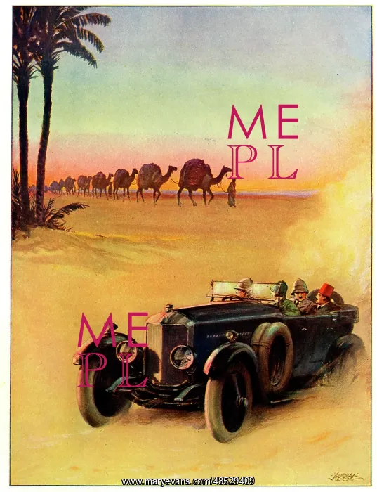  : Motor Car and Camel Train, Egypt