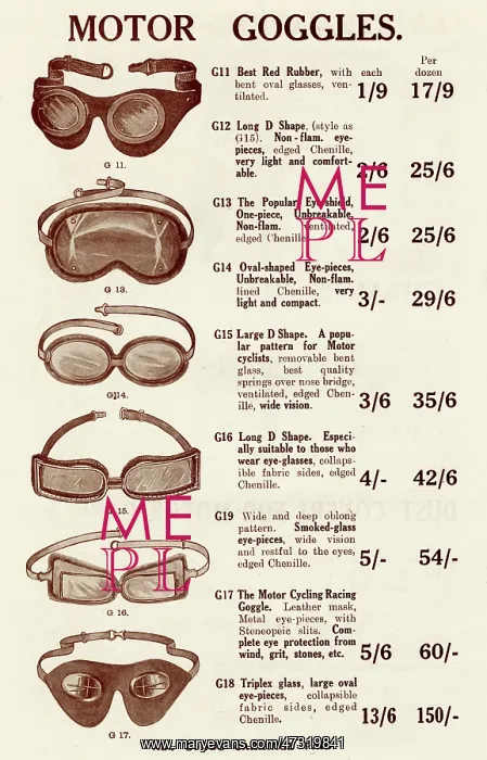 : Motor goggles 1923 : Motor goggles 1923
