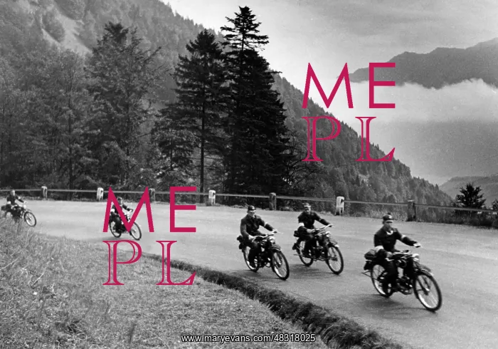 : Motor HJ on a mountain road, 1937 : Motor HJ on a mountain road, 1937