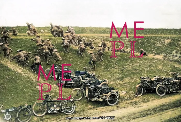  : Motor machine guns taking cover, Western Front, WW1