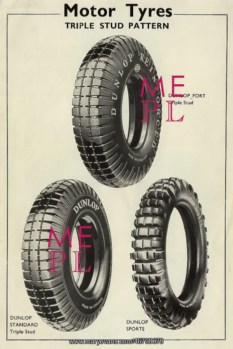 : Motor Tyres Triple Stud Pattern - Dunlop - Three styles : Motor Tyres Triple Stud Pattern - Dunlop - Three styles