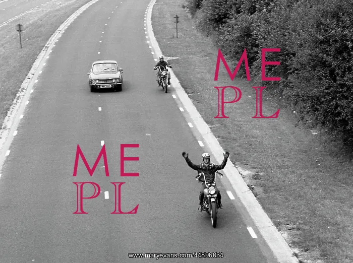 : Two motorcyclists overtaking a car : Two motorcyclists overtaking a car