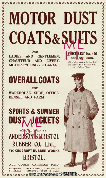 : MOTORING COAT 1923 : MOTORING COAT 1923
