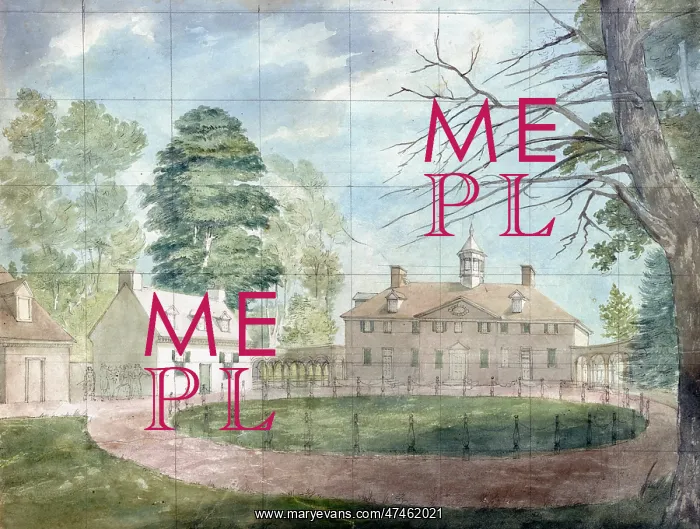 : Mount Vernon with outbuildings shown from the far side of th : Mount Vernon with outbuildings shown from the far side of th
