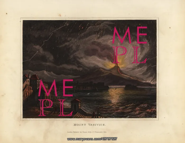 : Mount Vesuvius erupting 19th century : Mount Vesuvius erupting 19th century