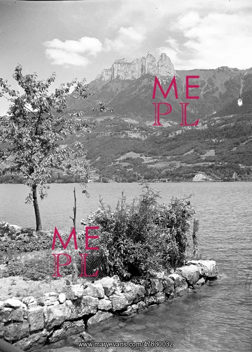 : Mountain backdrop to a lake near Albertville : Mountain backdrop to a lake near Albertville