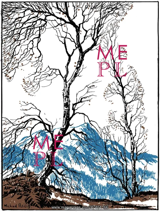 : Mountain and Birch Trees (3 colour design) : Mountain and Birch Trees (3 colour design)